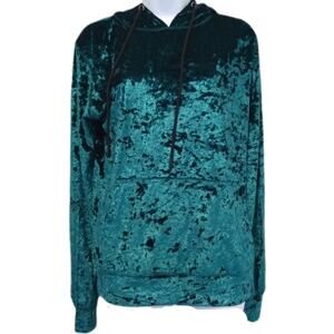Emma & Sam Hoodie Womens XS Emerald Green Crushed Velour